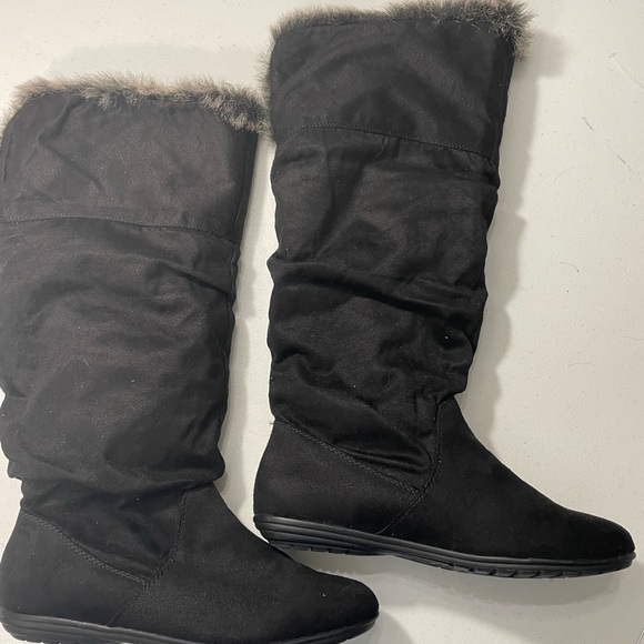 R2 Black and Gray Faux Fur Winter Boots Size 8.5 SB-50 - Picture 5 of 8